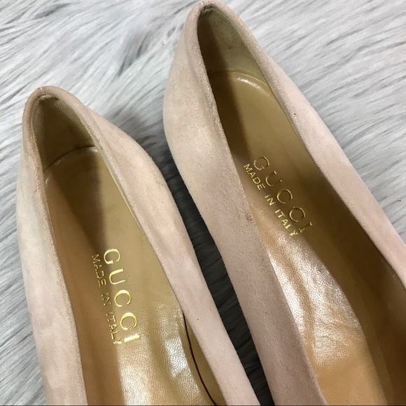 GUCCI Ballet Flats Blush Pink Suede GG Logo - Picture 3 of 7